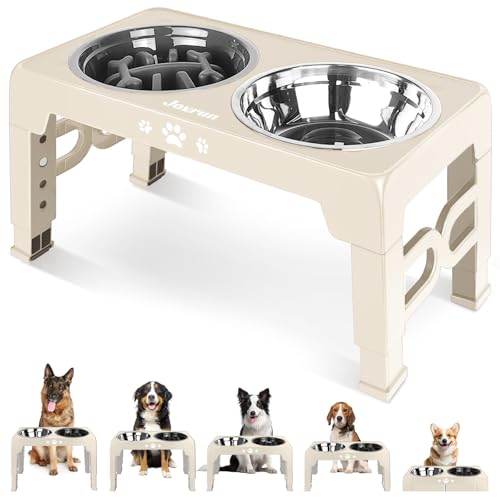 Adjustable Elevated Dog Bowls with Slow Feeder