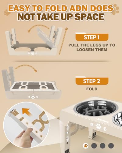 Adjustable Elevated Dog Bowls with Slow Feeder