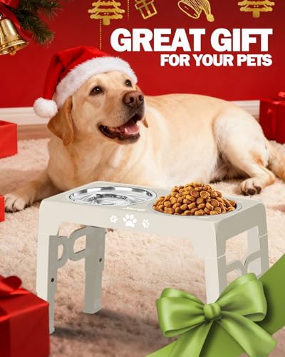 Adjustable Elevated Dog Bowls with Slow Feeder