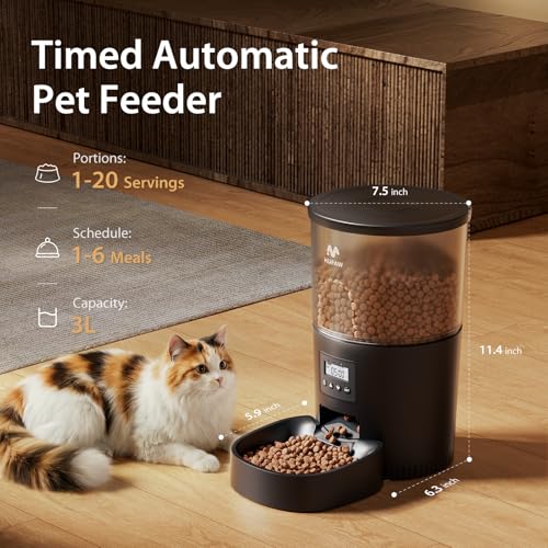 Automatic Cat Feeder 3L Timed Dry Food Dispenser