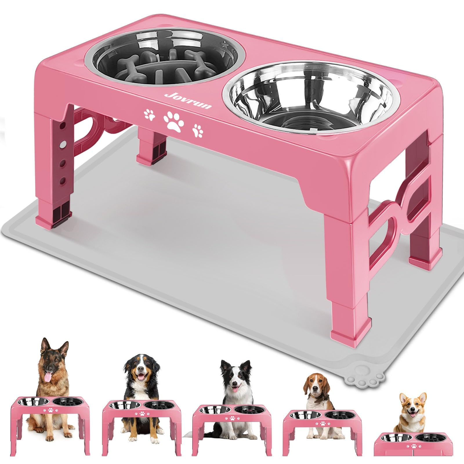 Adjustable Elevated Dog Bowls with Slow Feeder
