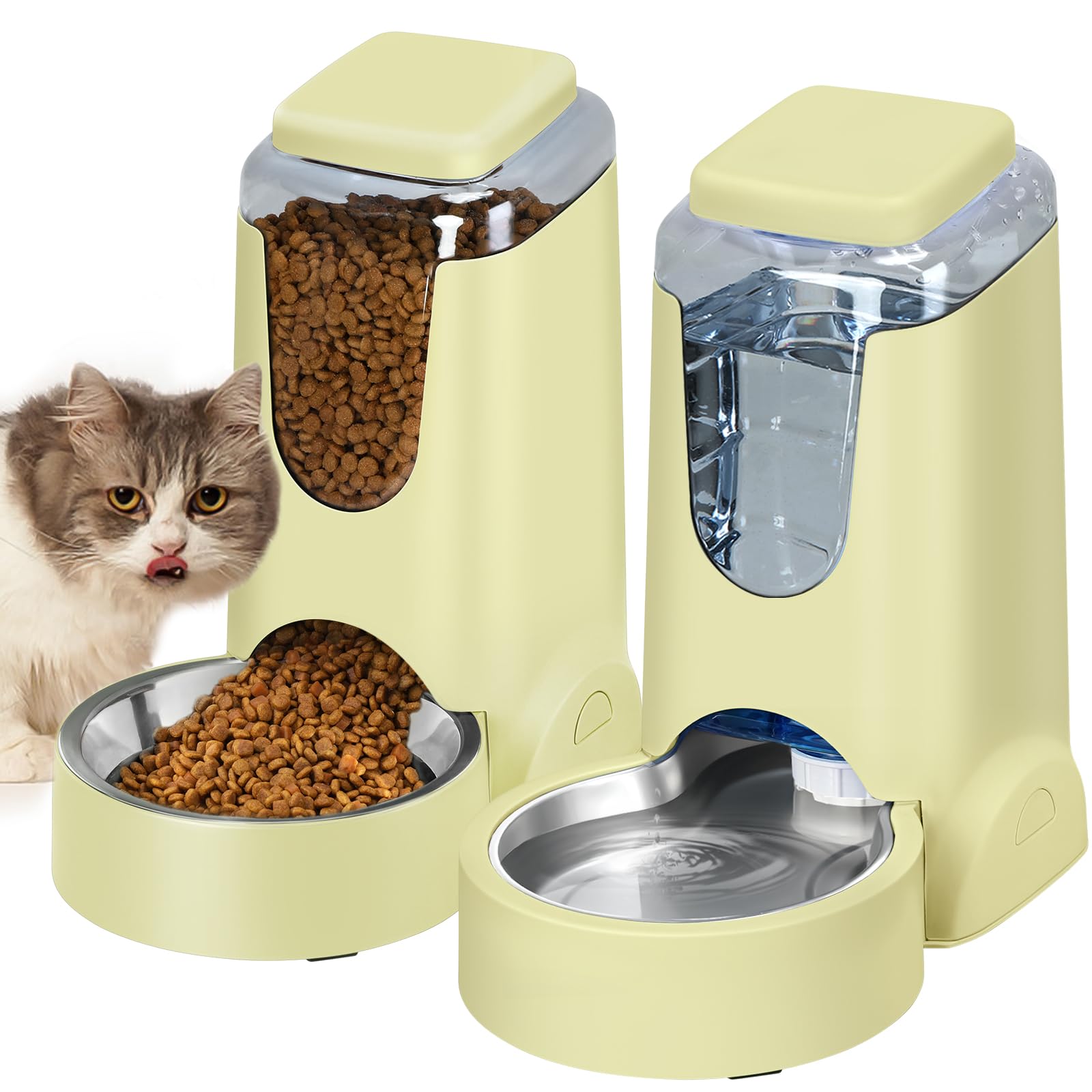 Portable Pet Feeder & Water Dispenser Set 1 Gallon x2