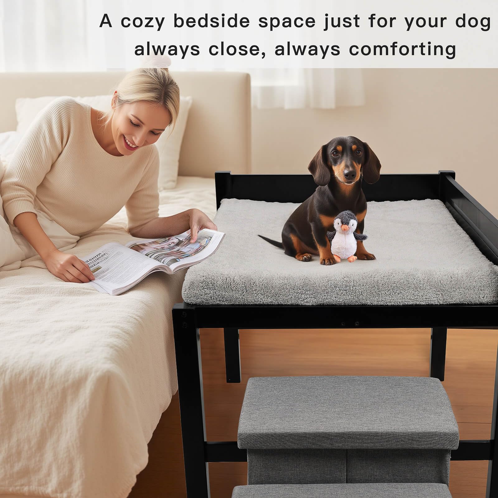 Bedside Dog Bed with Mattress -Parent