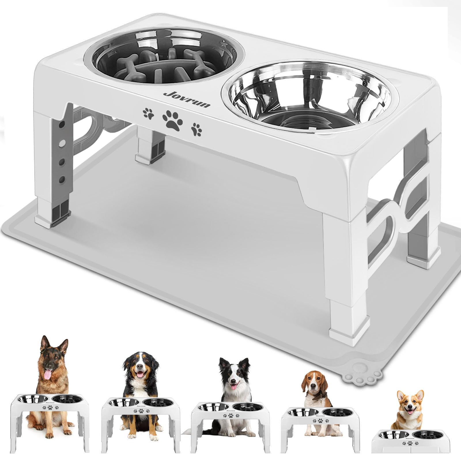 Adjustable Elevated Dog Bowls with Slow Feeder