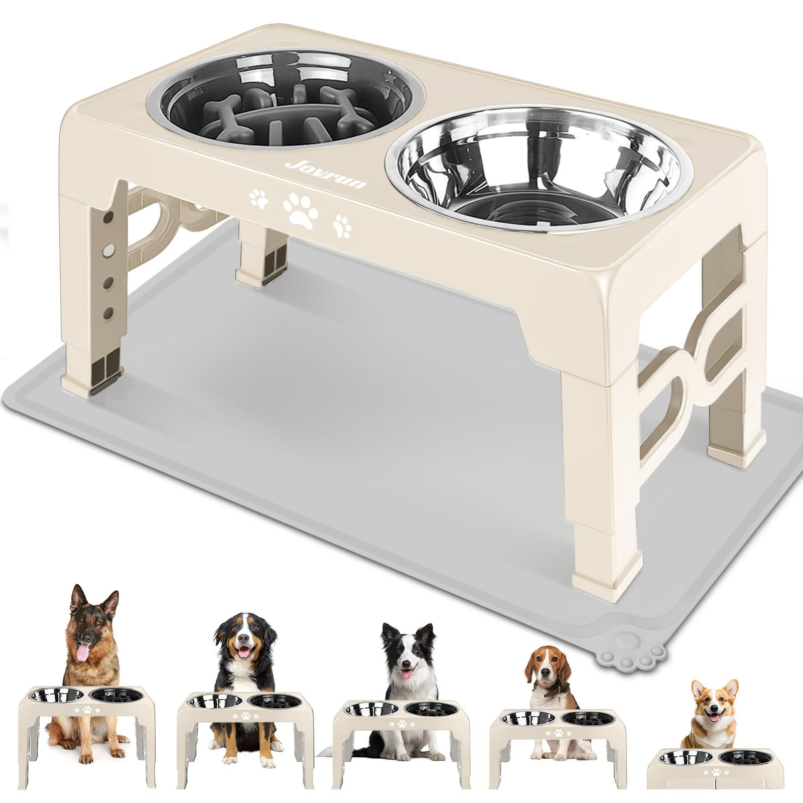 Adjustable Elevated Dog Bowls with Slow Feeder