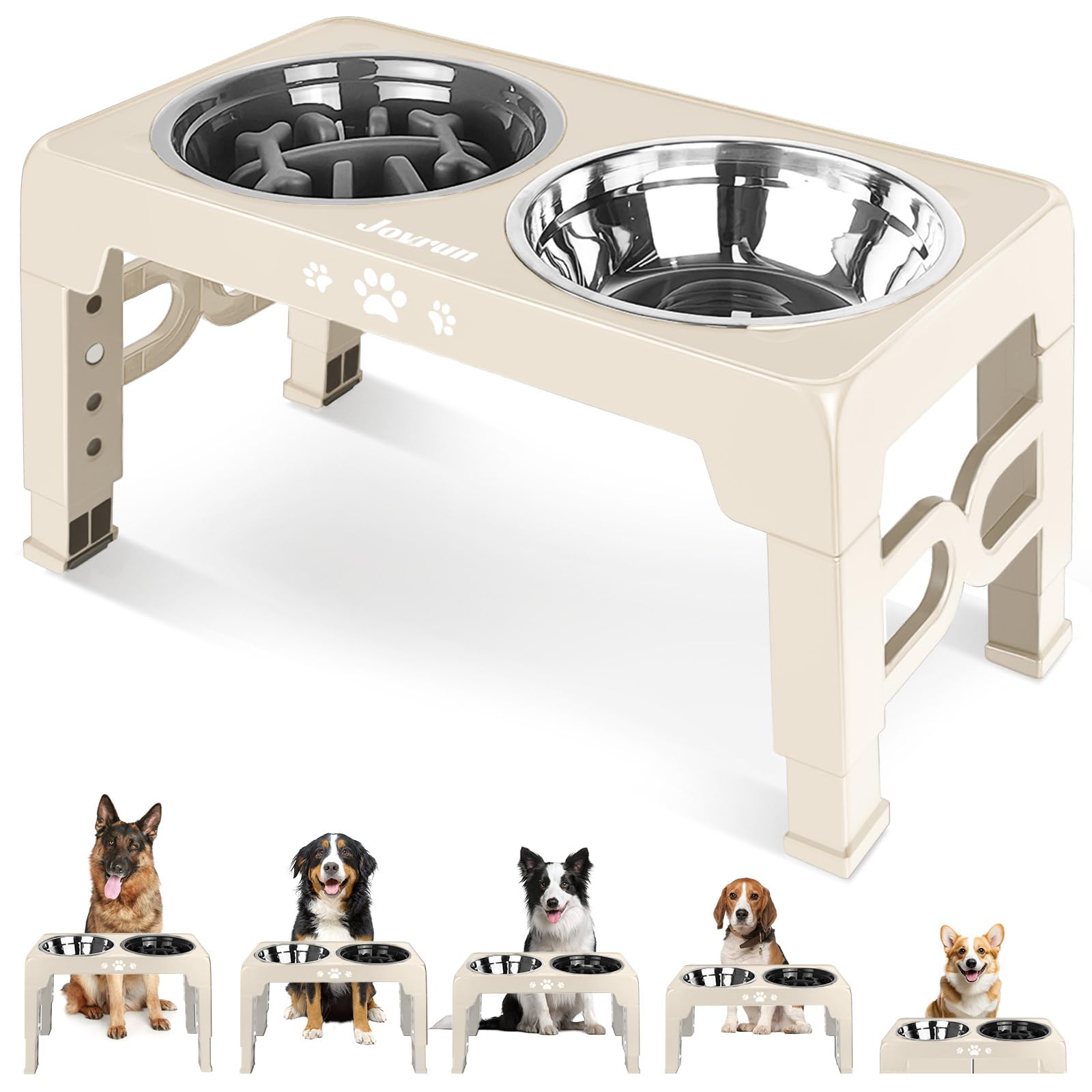 Adjustable Elevated Dog Bowls with Slow Feeder