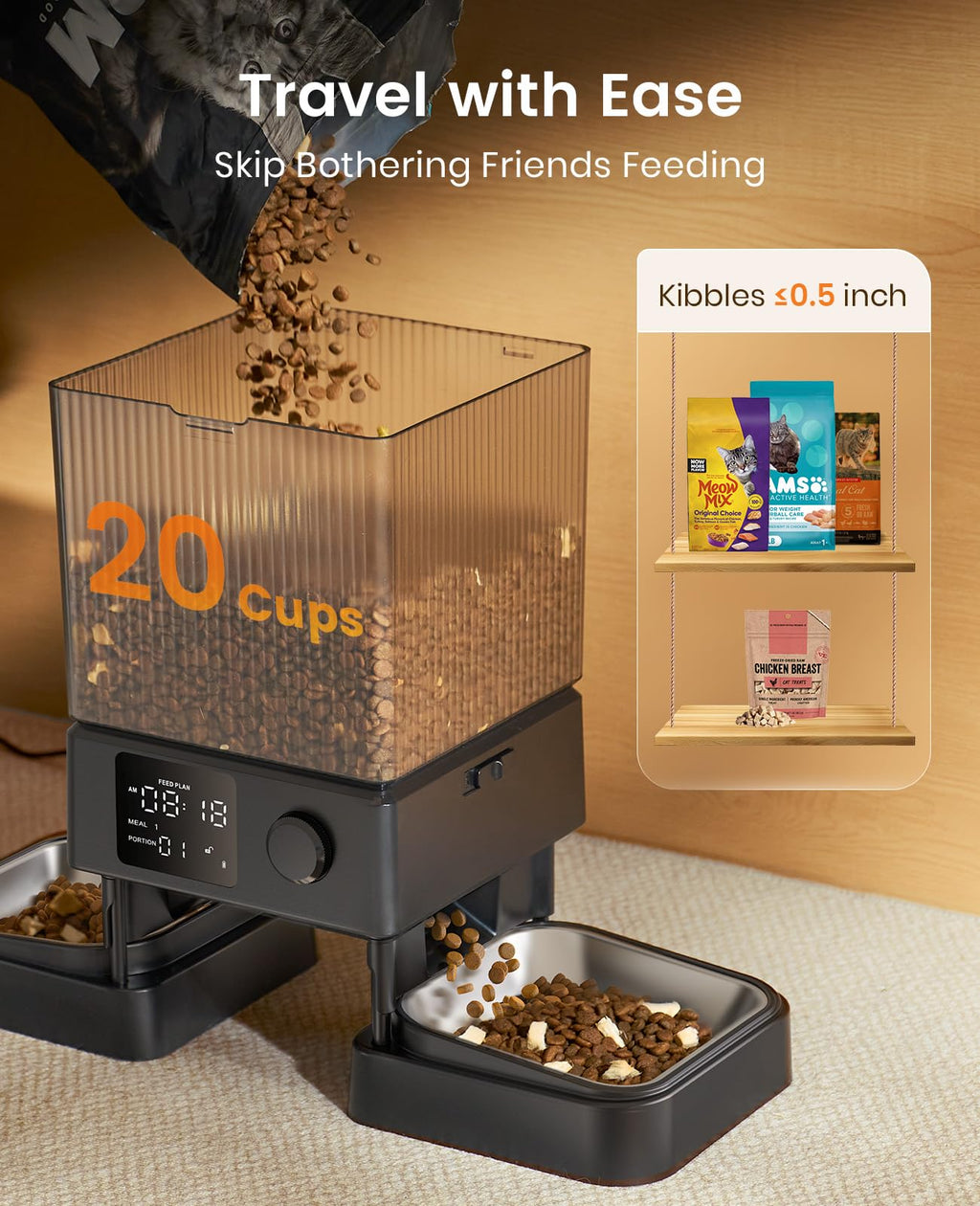 5L Automatic Cat Feeder for 2 Cats