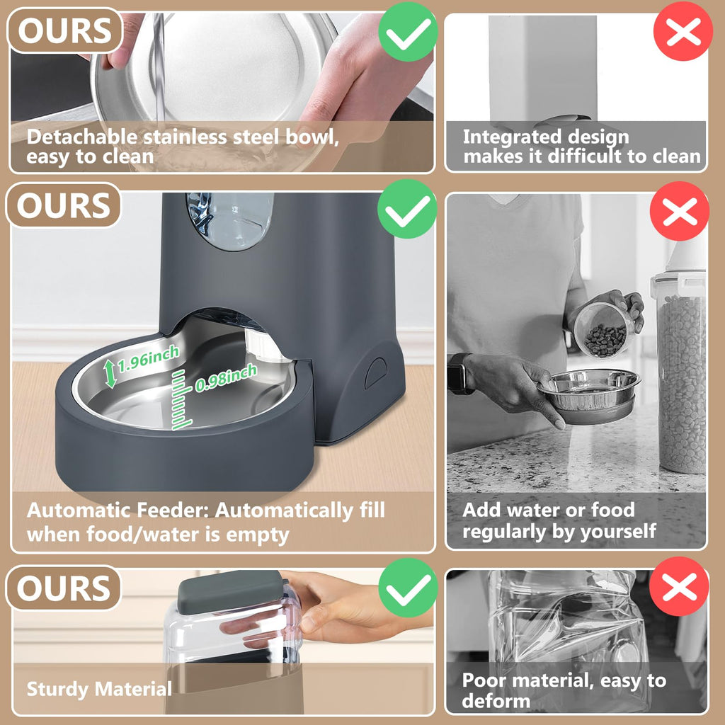 Portable Pet Feeder & Water Dispenser Set 1 Gallon x2