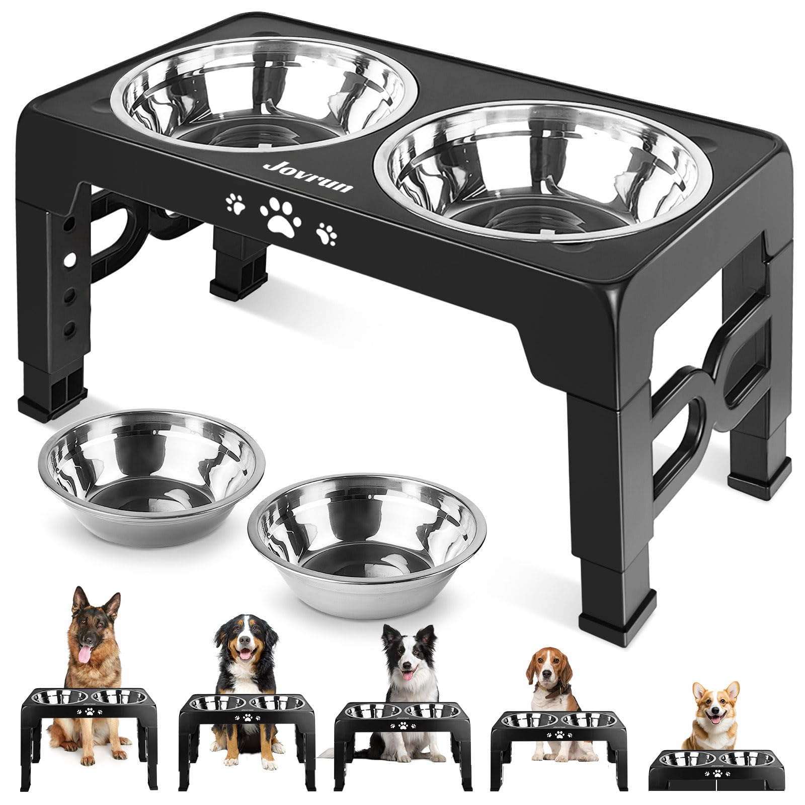 Adjustable Elevated Dog Bowls with Slow Feeder