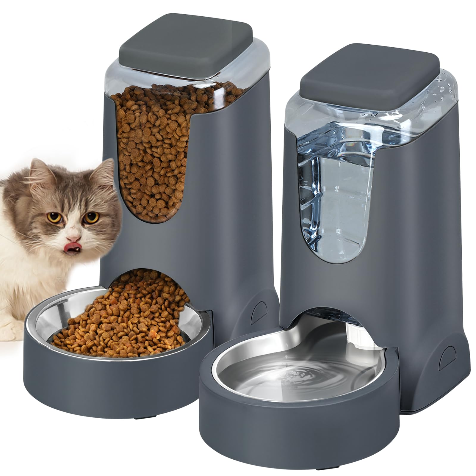 Portable Pet Feeder & Water Dispenser Set 1 Gallon x2