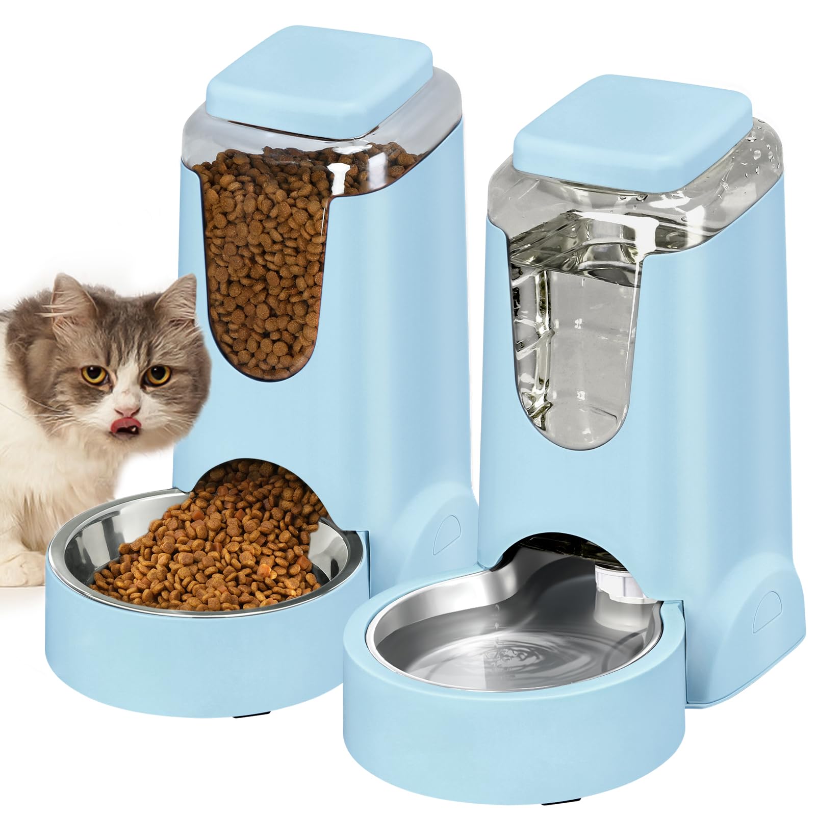 Portable Pet Feeder & Water Dispenser Set 1 Gallon x2