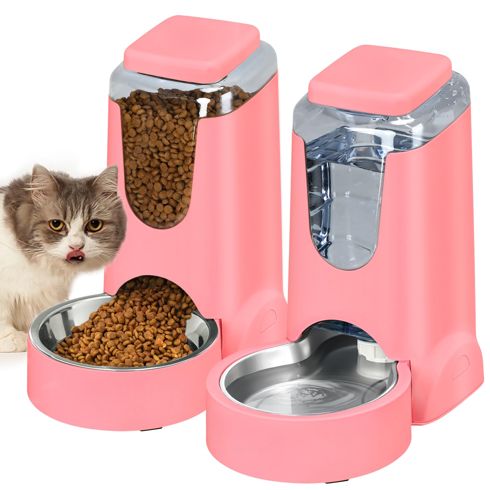 Portable Pet Feeder & Water Dispenser Set 1 Gallon x2