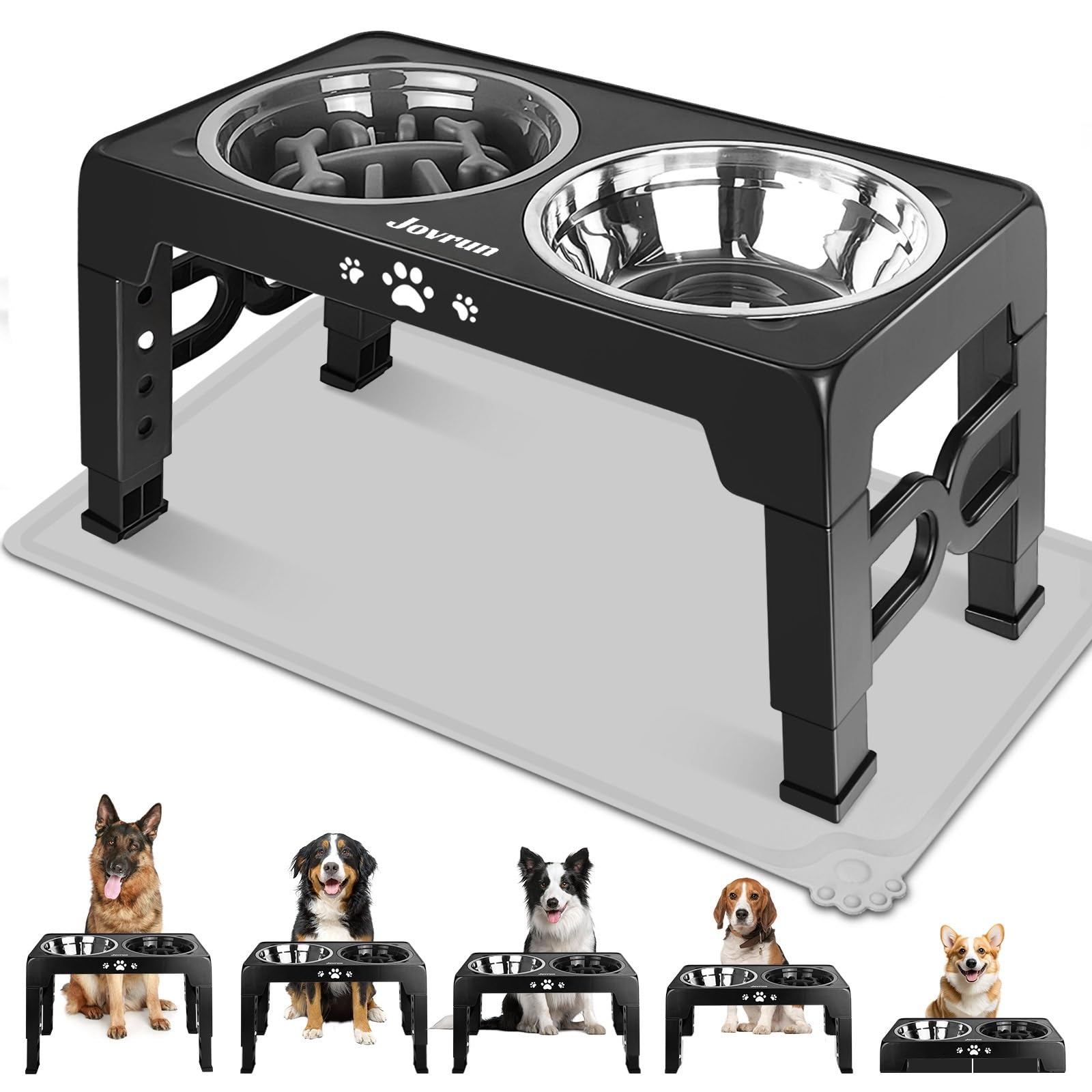 Adjustable Elevated Dog Bowls with Slow Feeder