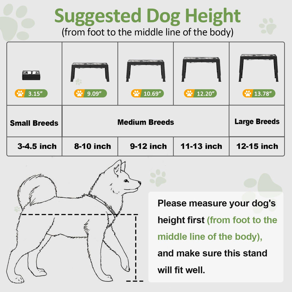 Adjustable Elevated Dog Bowls with Stainless Steel Bowls