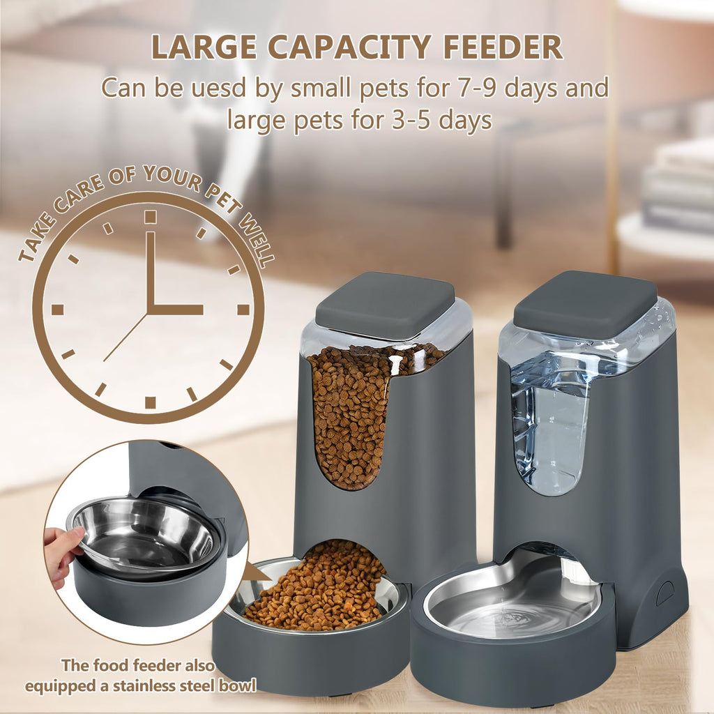 Portable Pet Feeder & Water Dispenser Set 1 Gallon x2