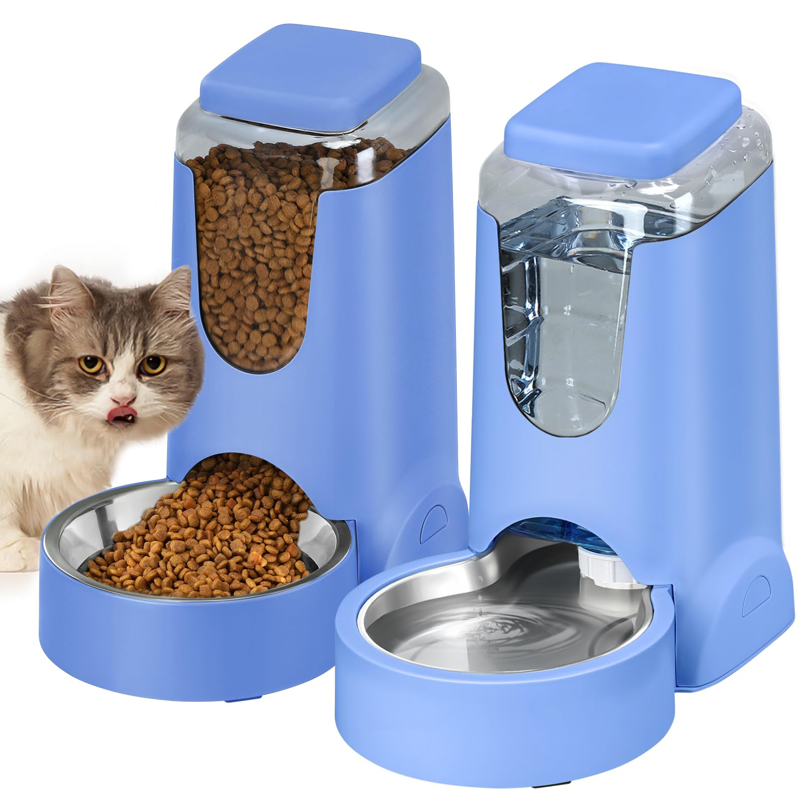 Portable Pet Feeder & Water Dispenser Set 1 Gallon x2