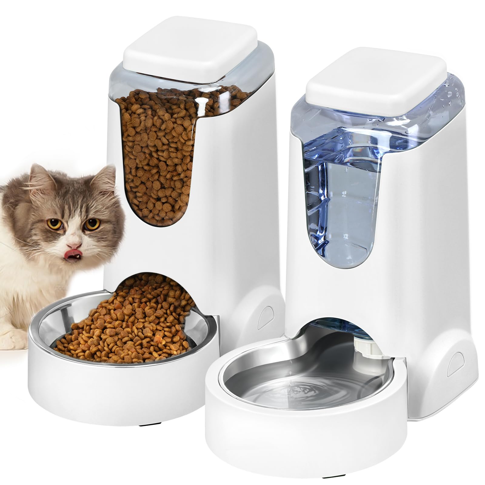 Portable Pet Feeder & Water Dispenser Set 1 Gallon x2