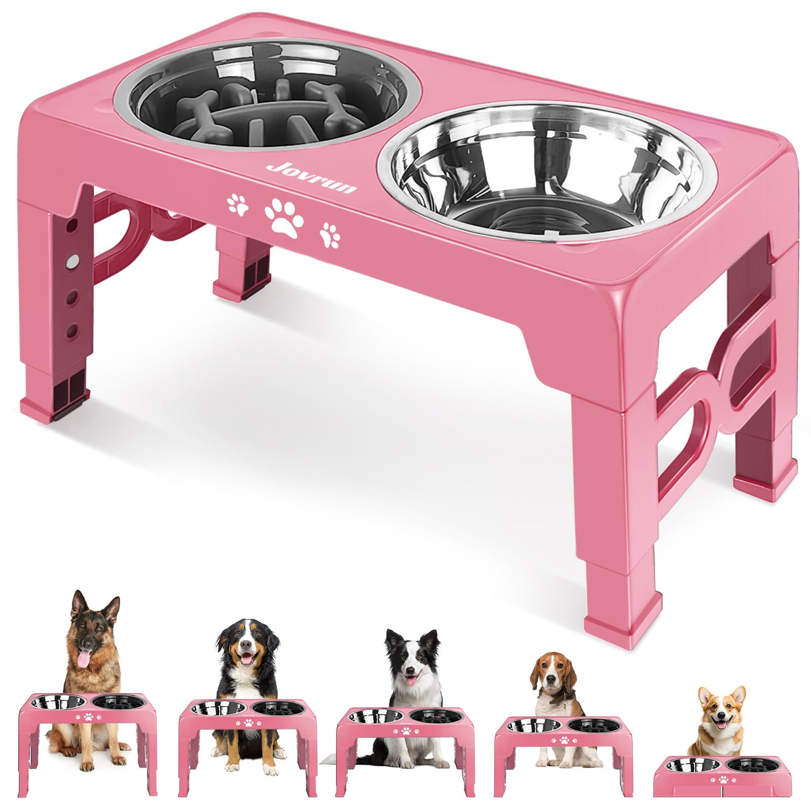 Adjustable Elevated Dog Bowls with Slow Feeder