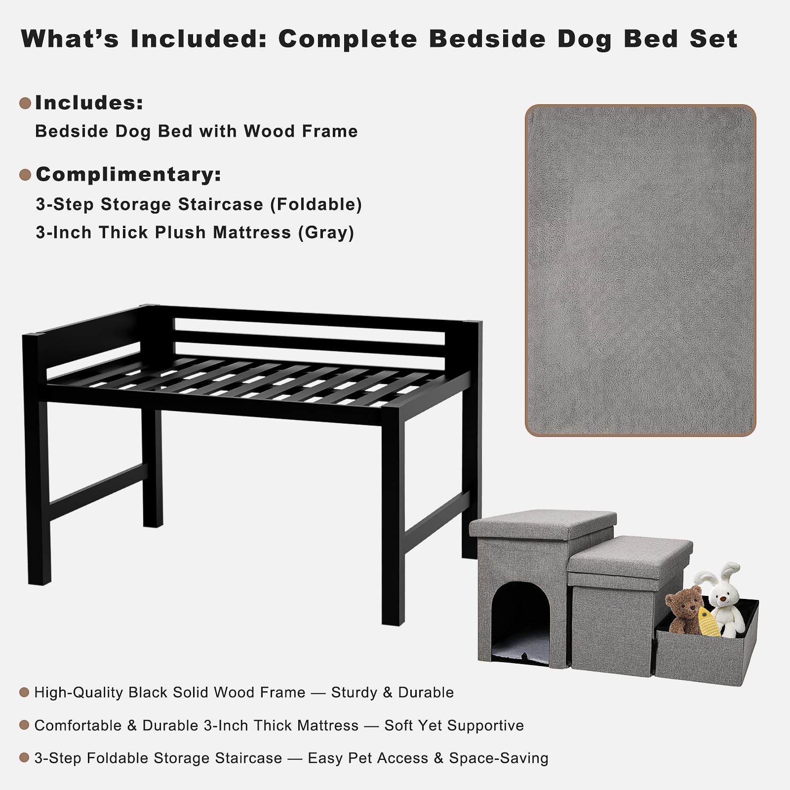 Bedside Dog Bed with Mattress -Parent