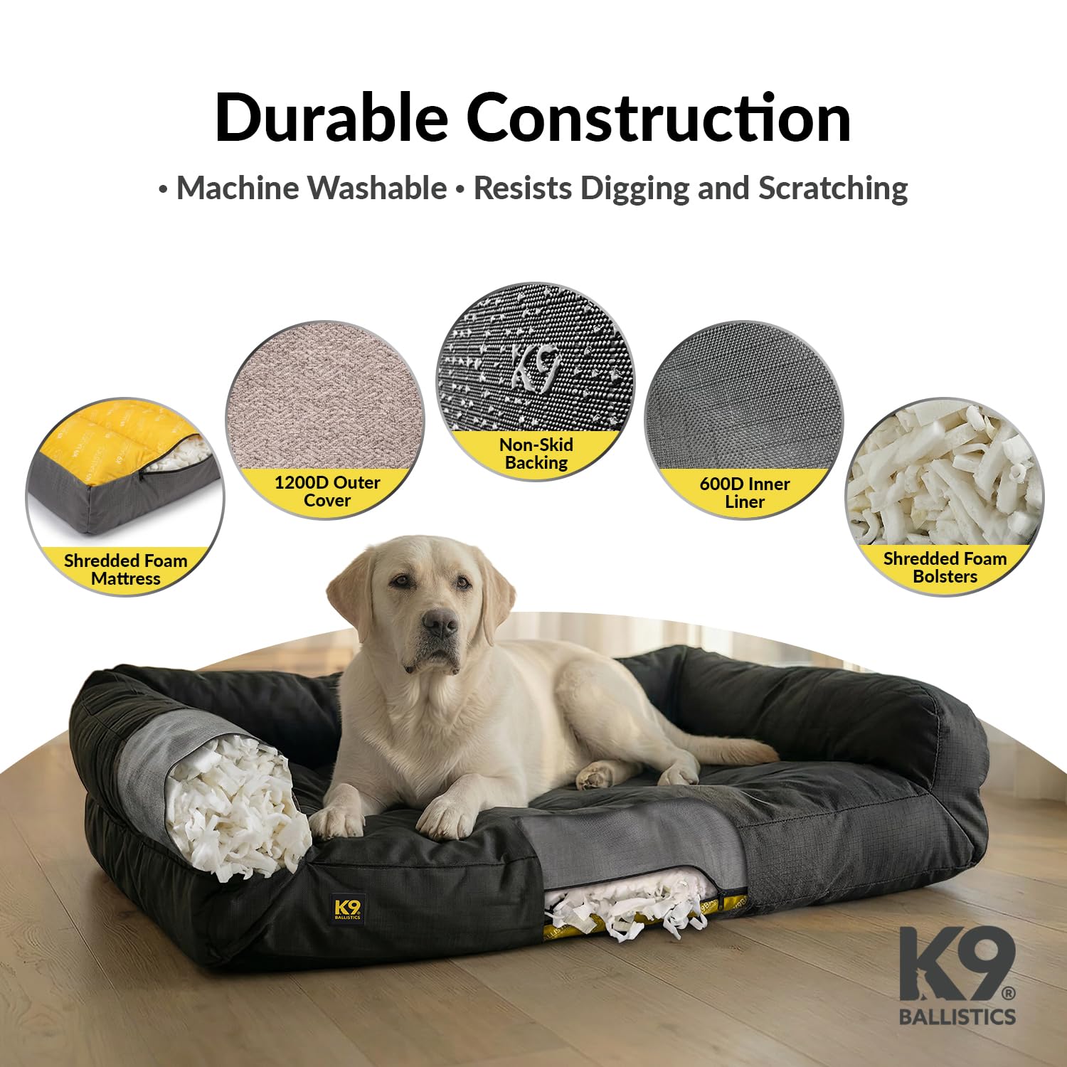 Durable Bolster Dog Bed