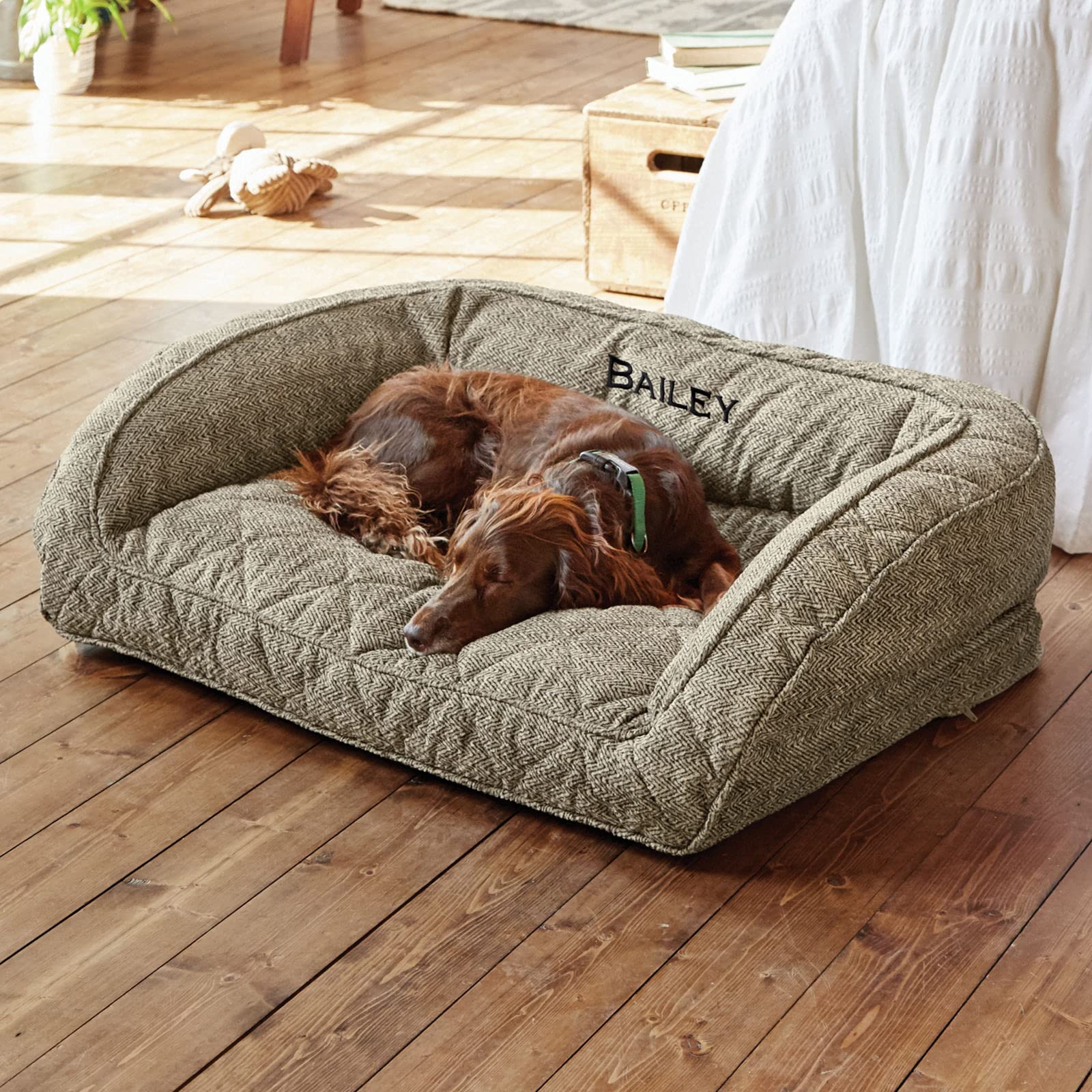 Plush Bolster Dog Bed