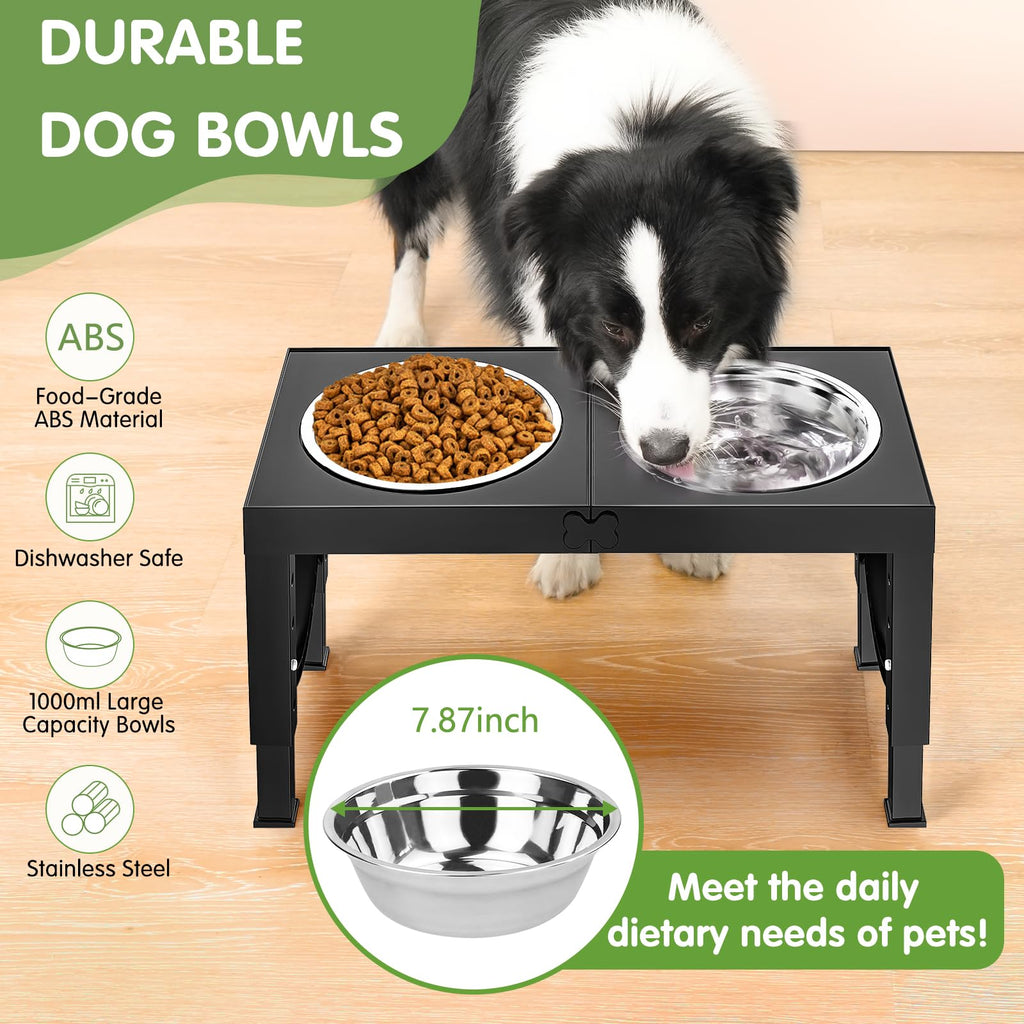 Adjustable Elevated Dog Bowls with Stainless Steel Bowls